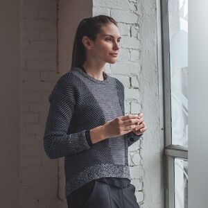 Lululemon Yogi Crew Sweater Black / Heathered Light Grey merino wool